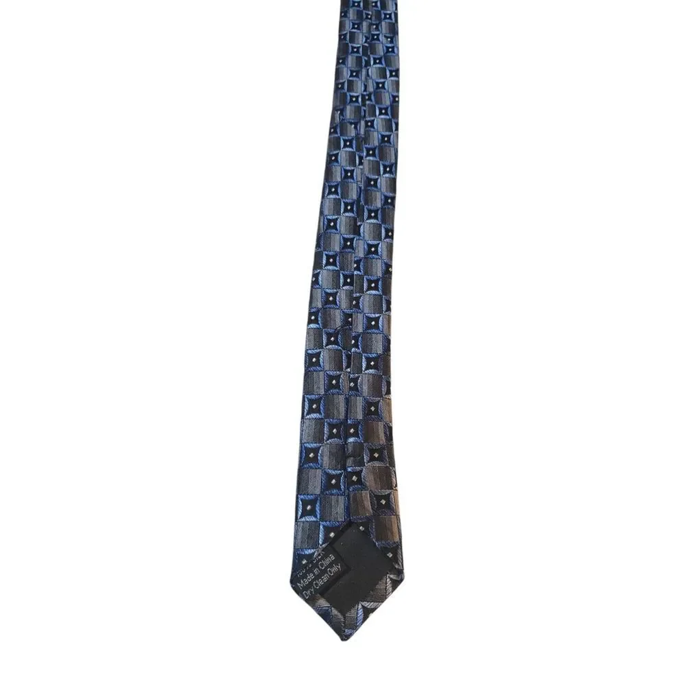 Joseph & Feiss Mens‎ Tie Necktie Designer Luxury Silver Blue Black Geometric